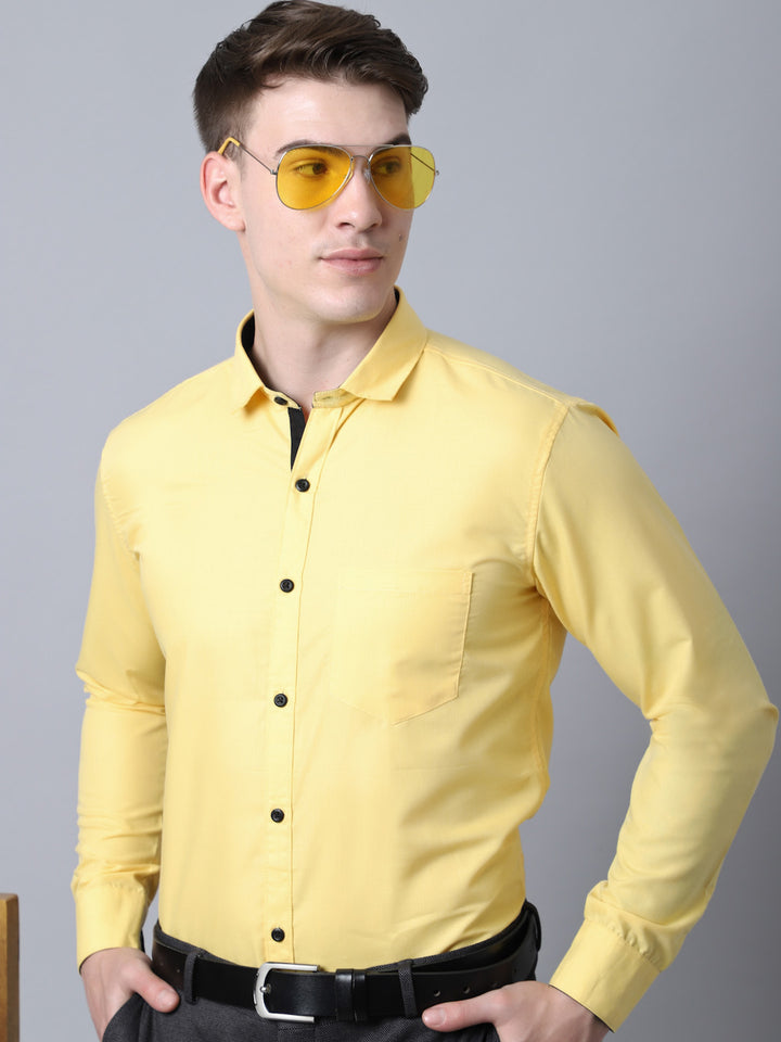 Majestic Man Versatile Solid Formal Shirt - Lemon