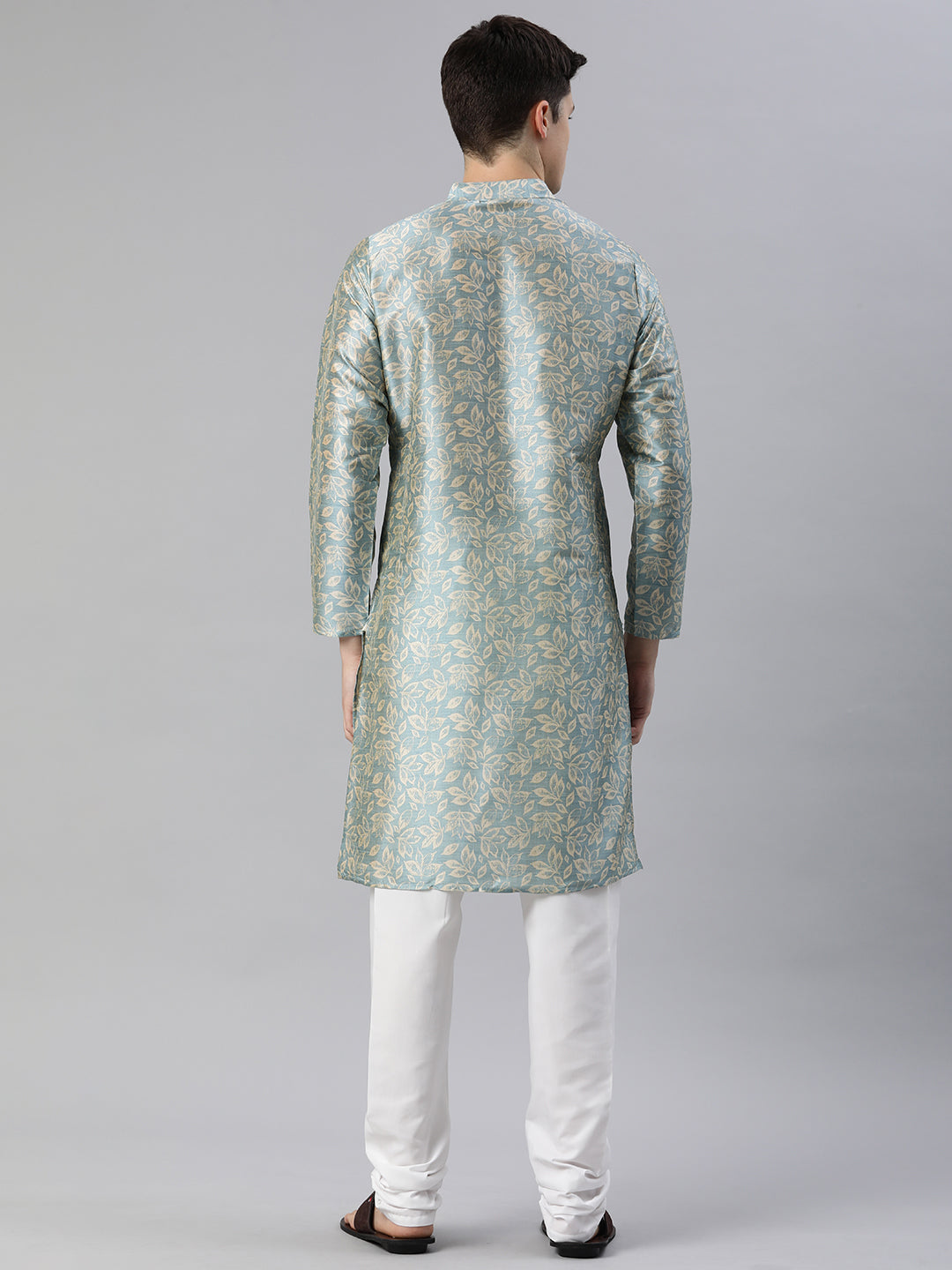 Timeless Elegance Long Kurtas-Beige Blue