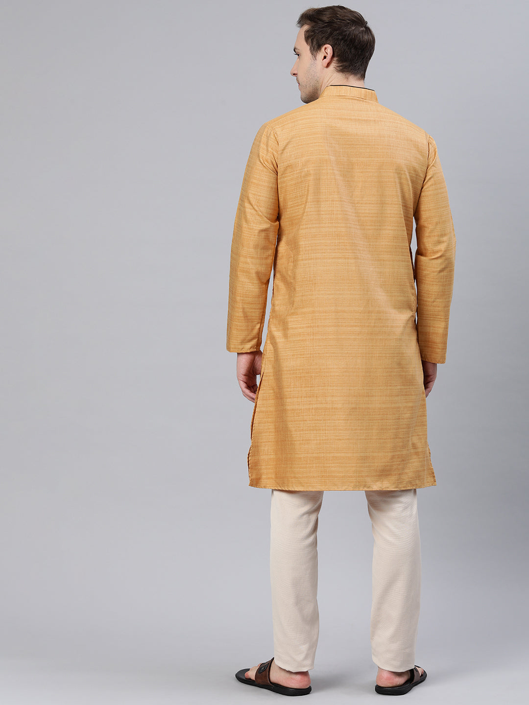 Majestic Man Regular Woven Design Fancy Long Kurta - Gold