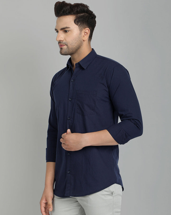 Groovy Pure Cotton Solid shirt - Navy Blue