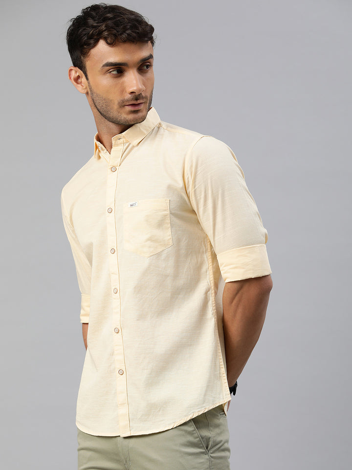 Pure Cotton Casual Men's Shirt - Lemon