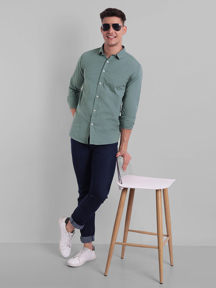 Groovy Pure Cotton Solid shirt - Dusty Teal