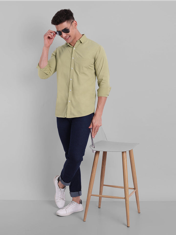 Groovy Pure Cotton Solid shirt - Beige