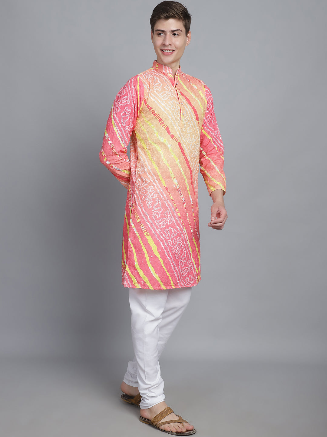 Exquisite Elegance Embroidered Long Kurta-peach yw