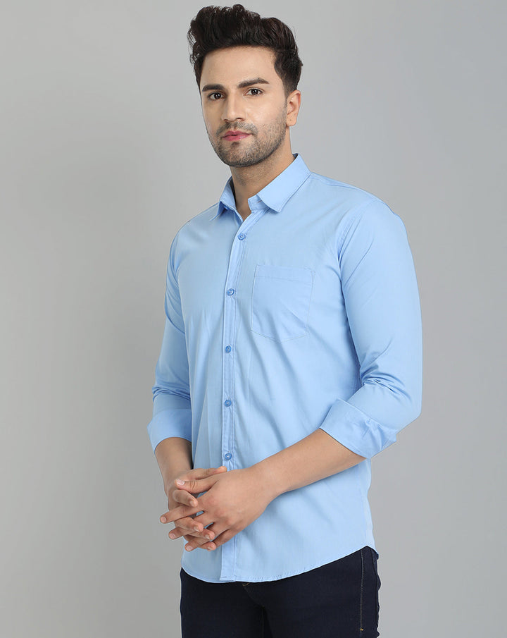 Groovy Pure Cotton Solid shirt - Sky Blue