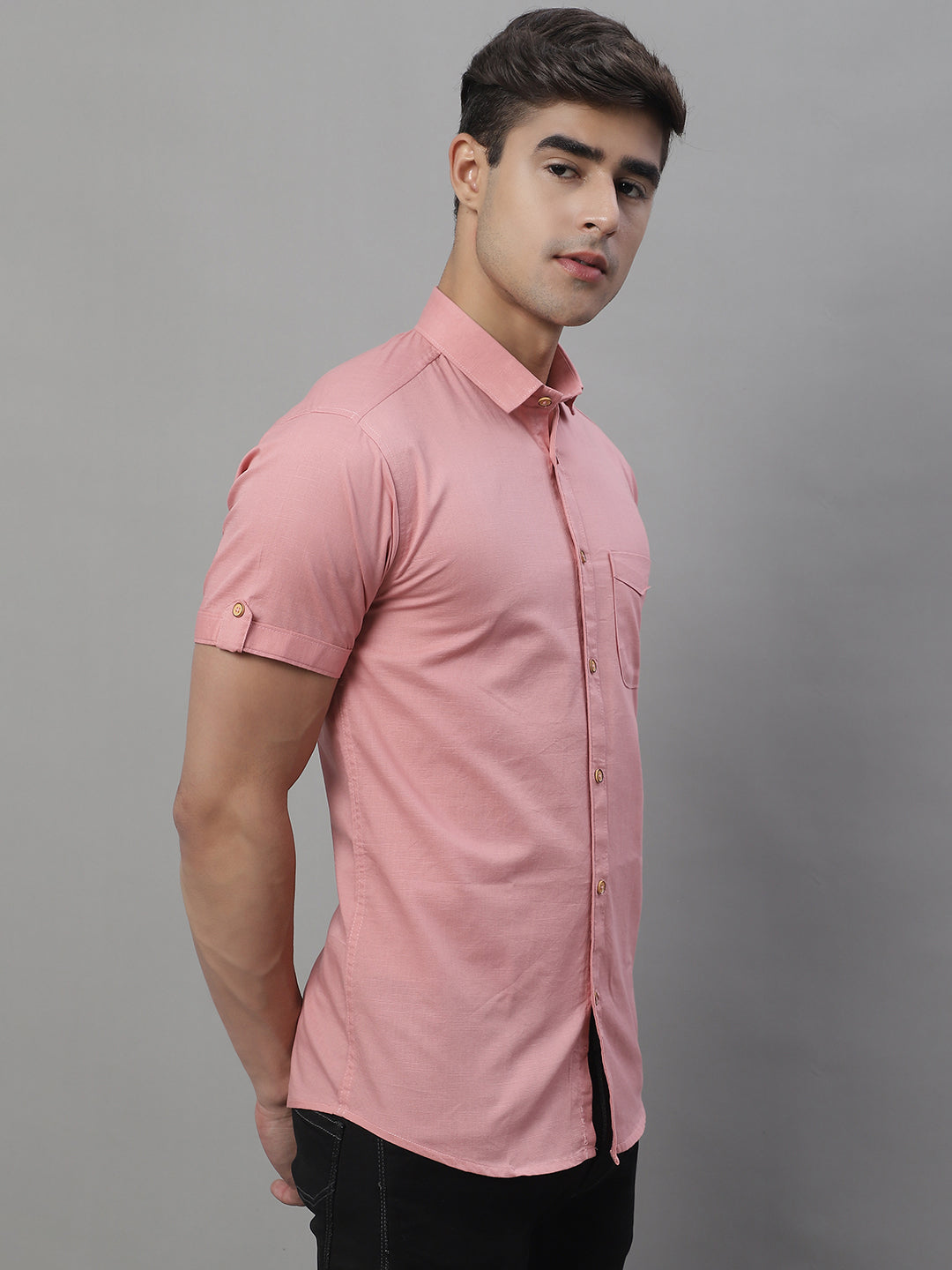 Kicky Pure Cotton Half sleeves Solid Shirt - Pink