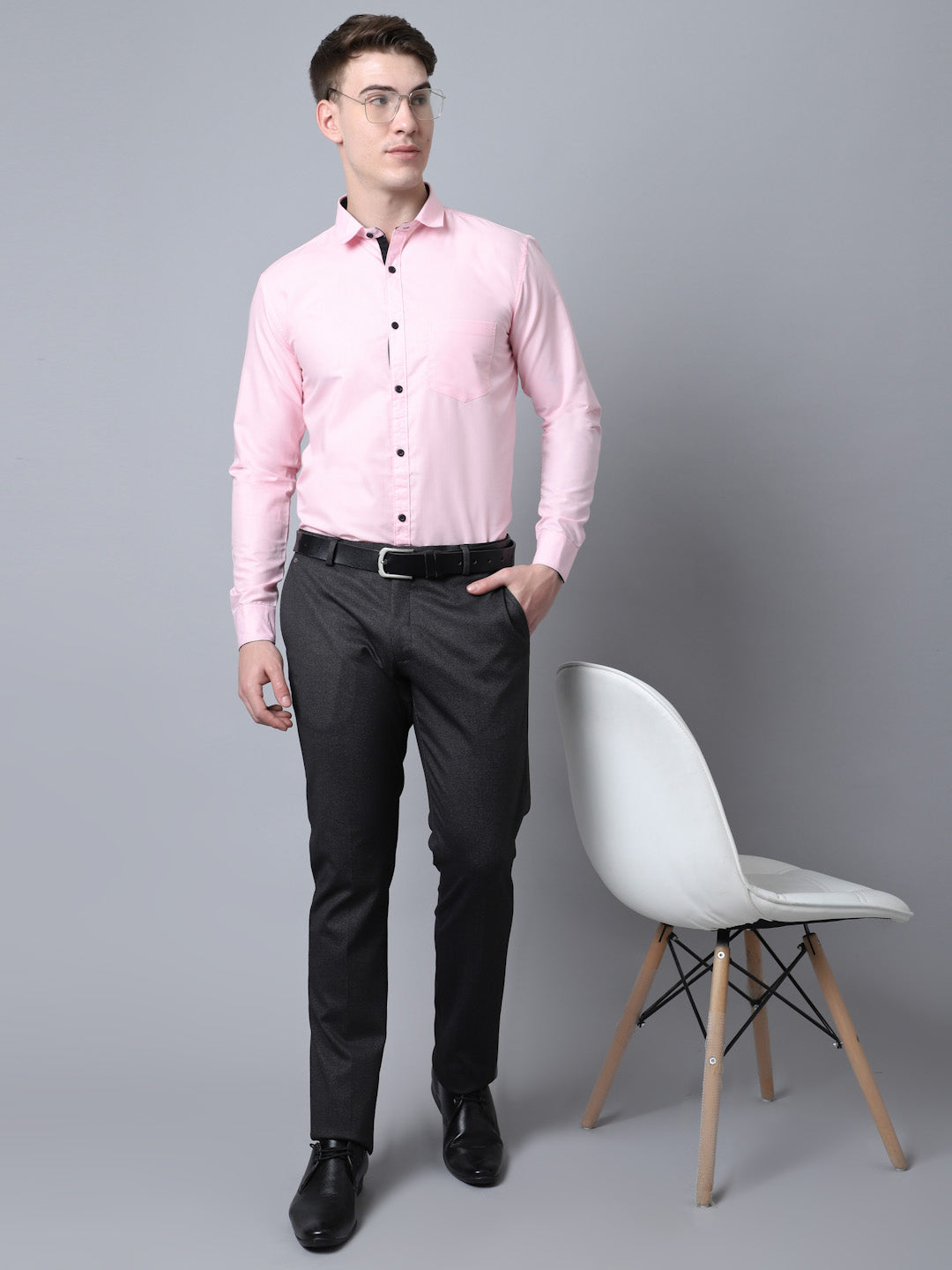 Majestic Man Versatile Solid Formal Shirt - Light Pink