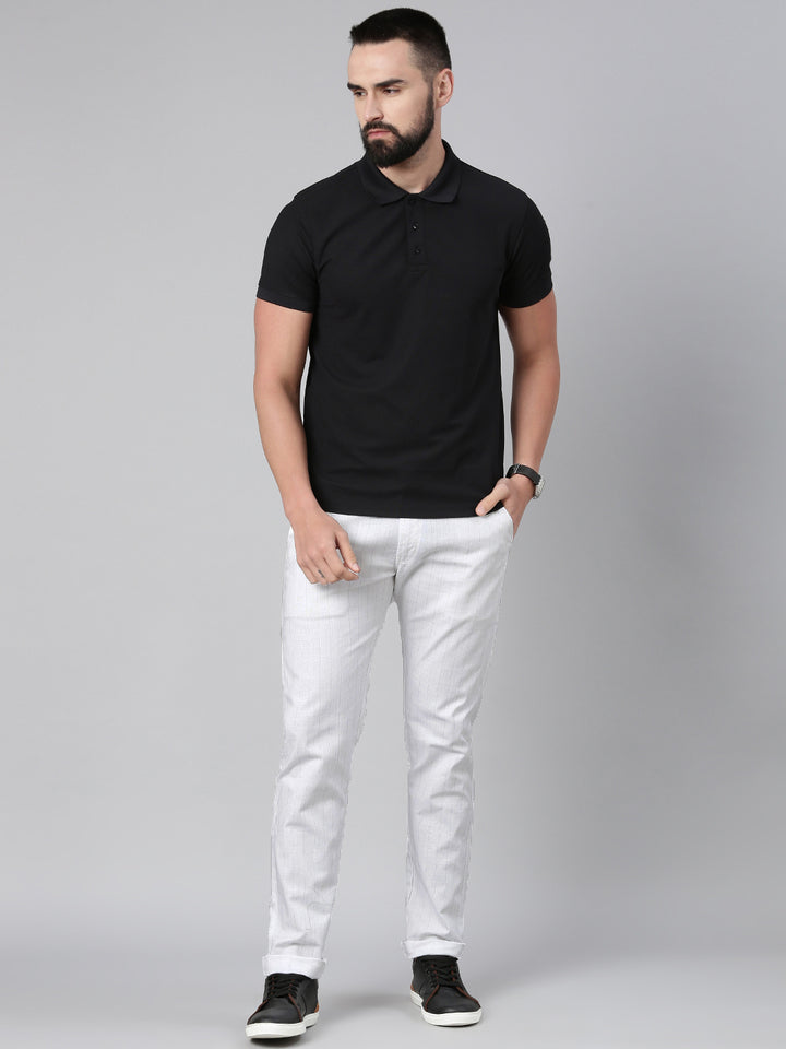 Majestic Man stripe Casual Solid Trouser - White