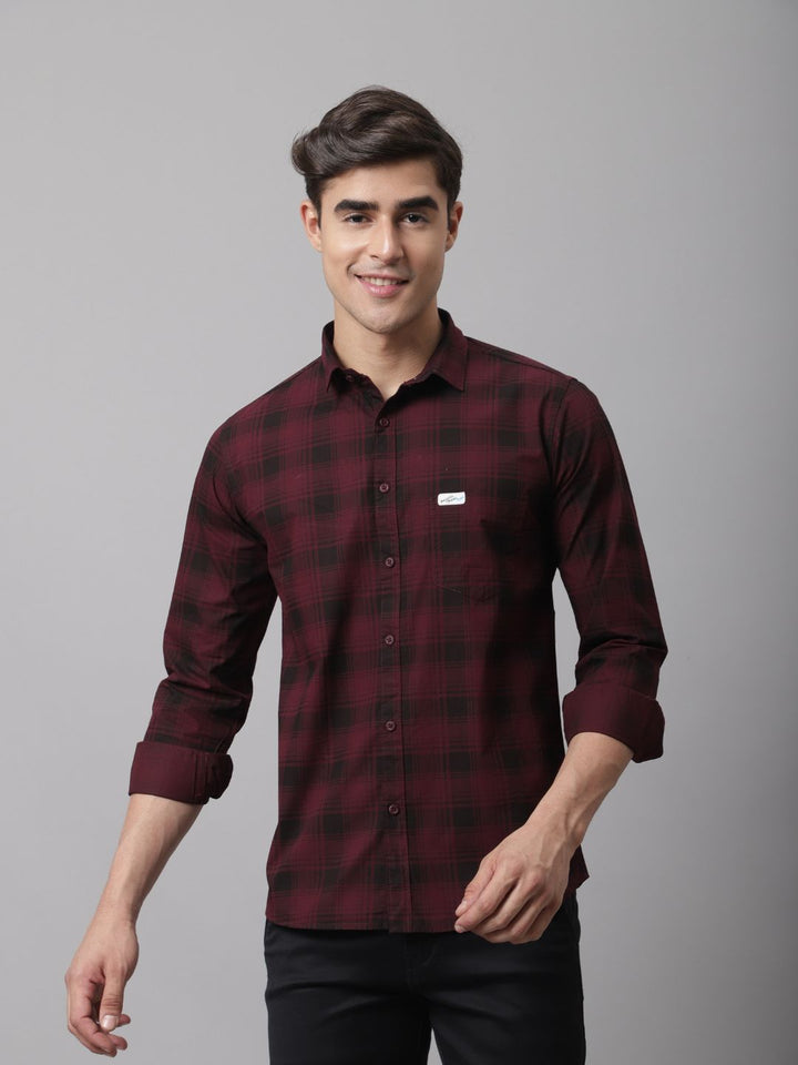 Pure Cotton Checkered Shirt - Magenta