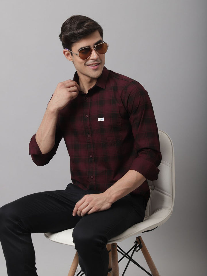 Pure Cotton Checkered Shirt - Magenta