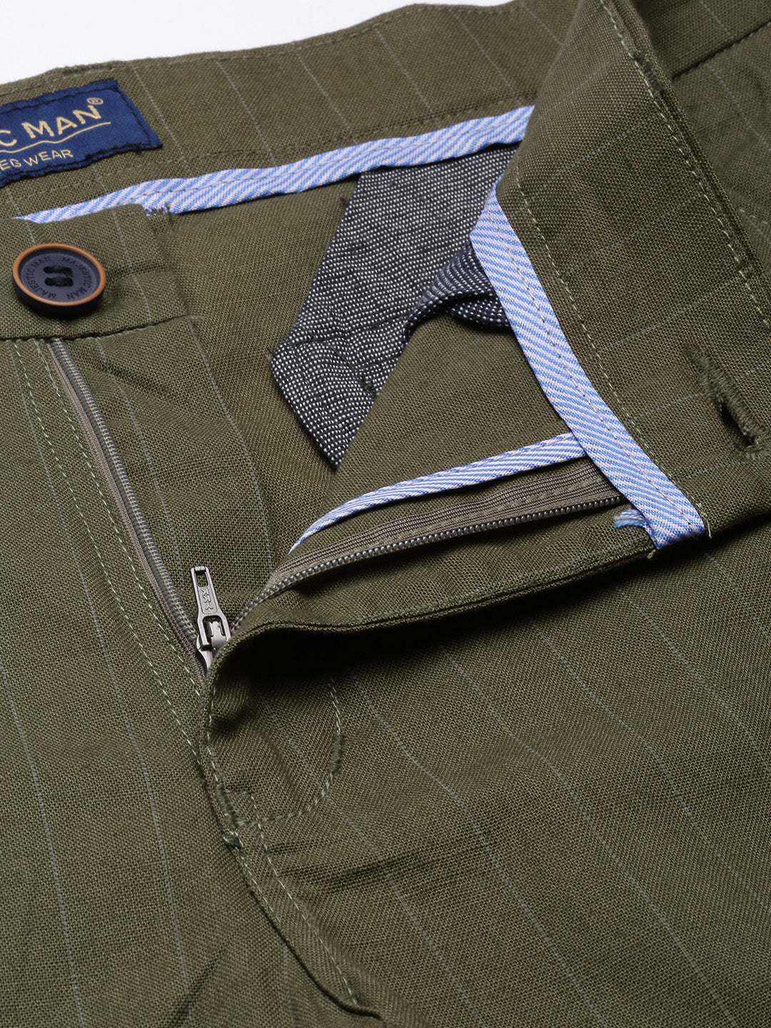 Majestic Man stripe Casual Solid Trouser - Olive