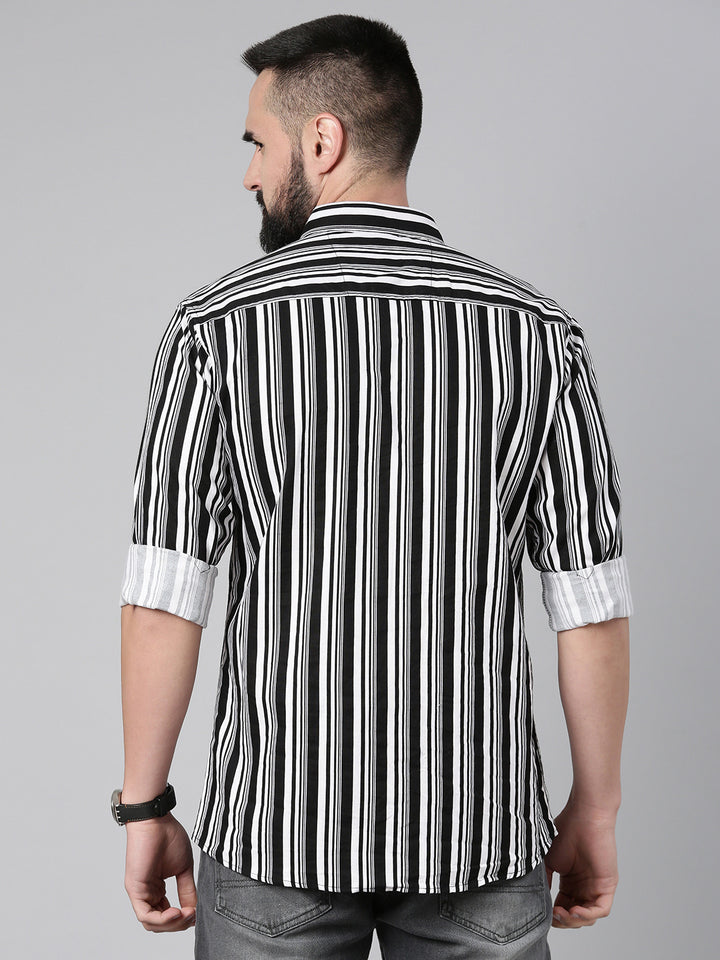 Men's Pure Cotton Slim Fit Striped Shirt - White