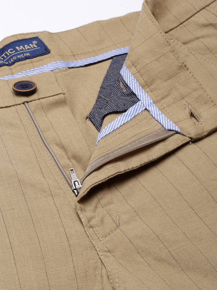 Majestic Man stripe Casual Solid Trouser - Beige