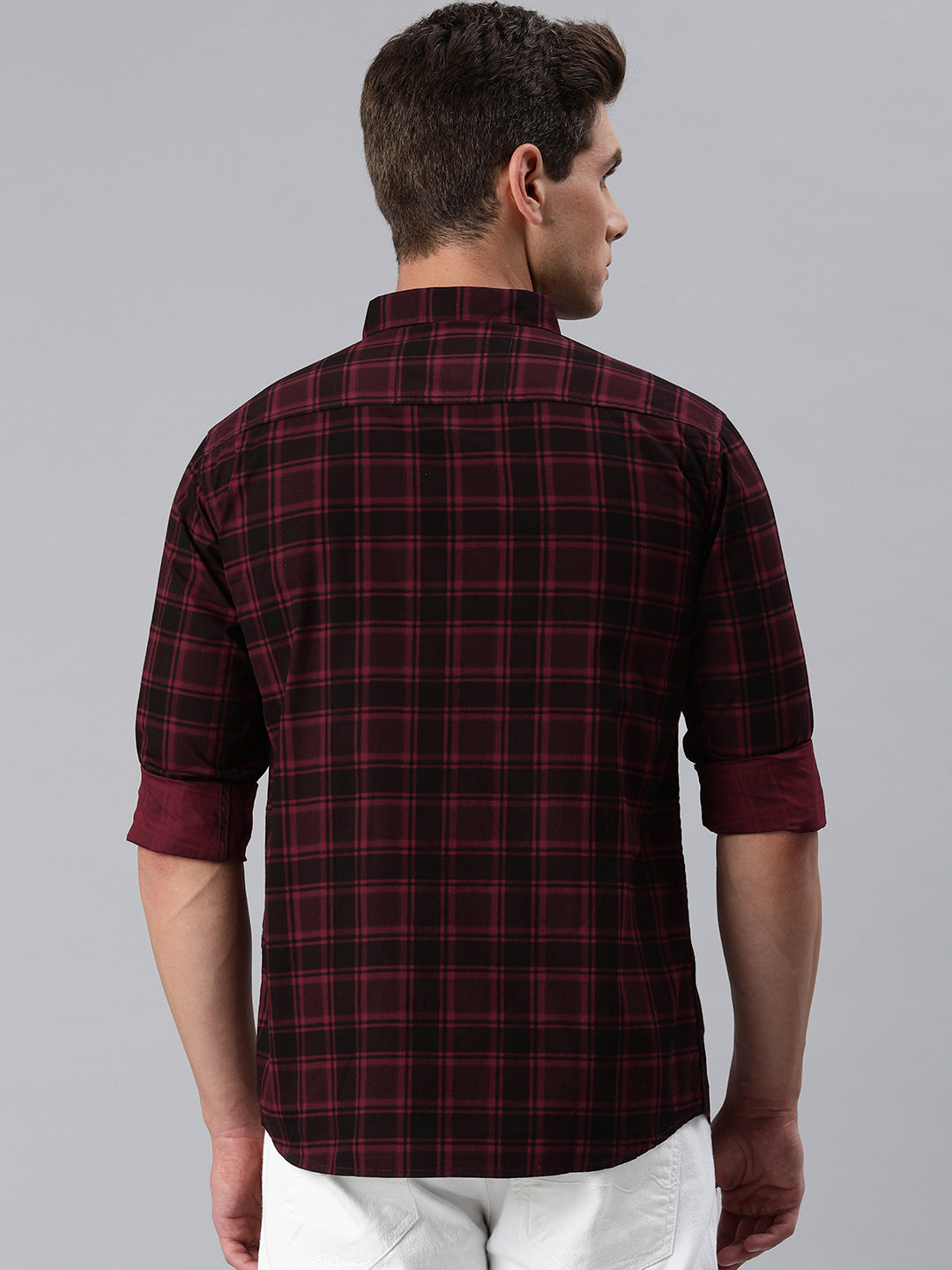 Majestic Man Checkered Slim fit Cotton Casual Shirt - Maroon