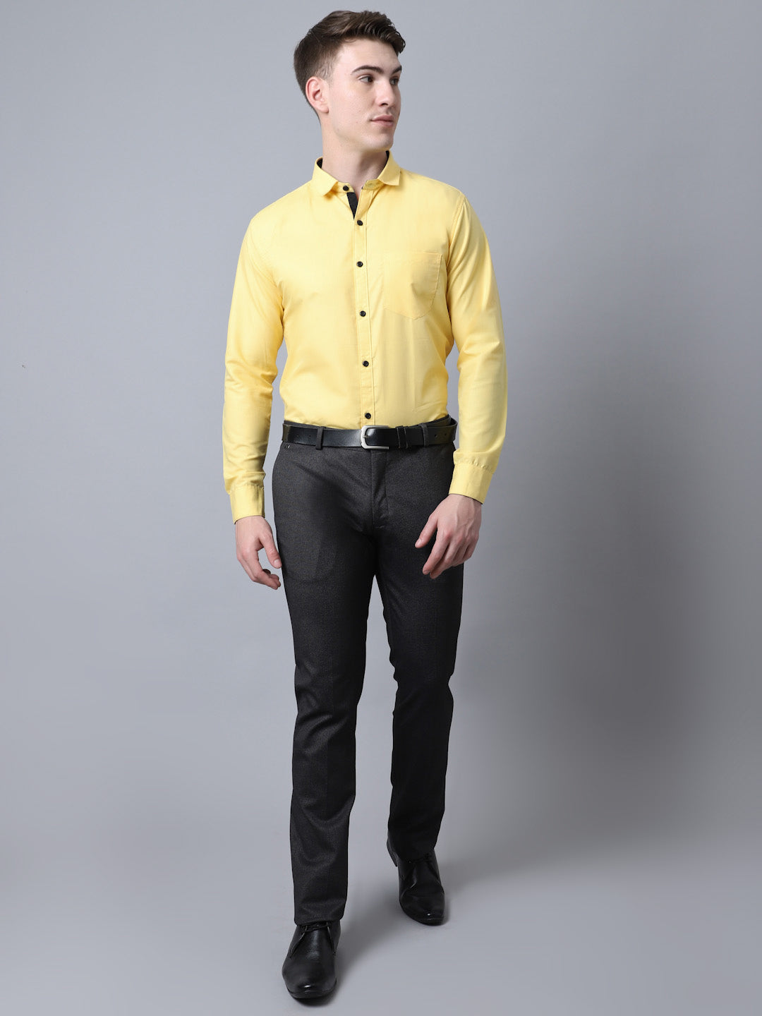 Majestic Man Versatile Solid Formal Shirt - Lemon