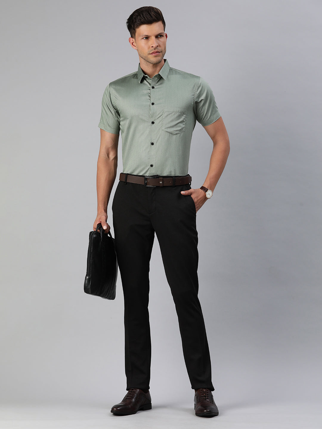 Finest Formal Half Shirt-Green