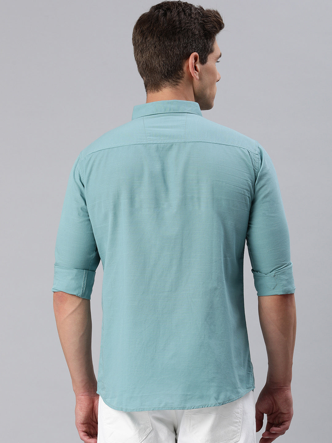 Pure Cotton Casual Men's Shirt - Dusty Teal