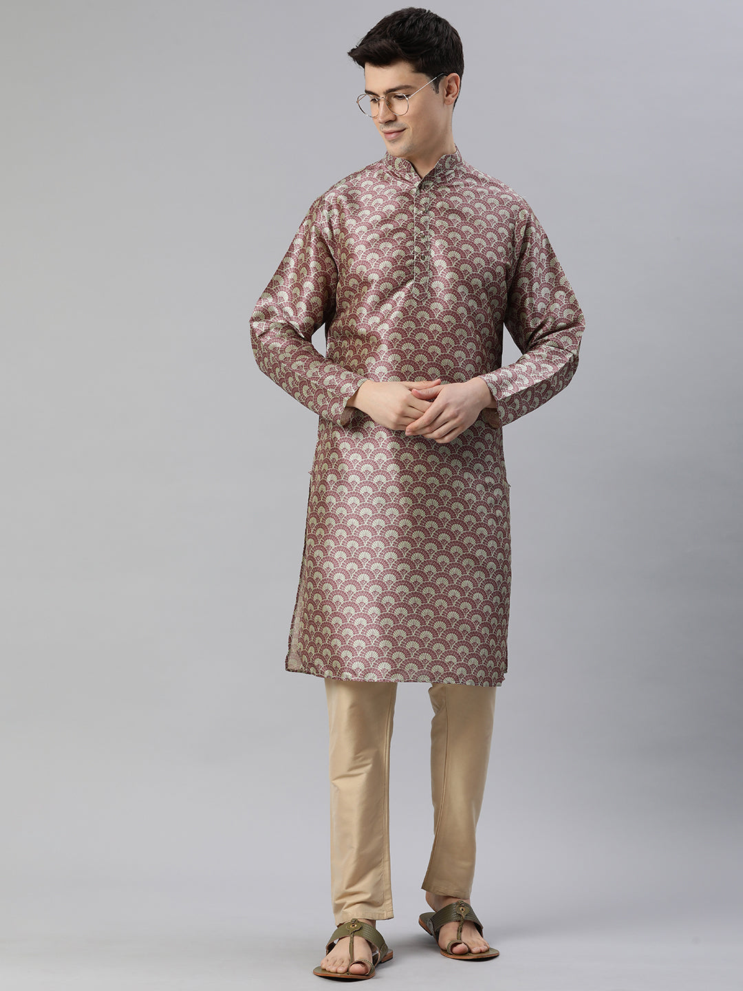 Timeless Elegance Long Kurtas-Green Maroon