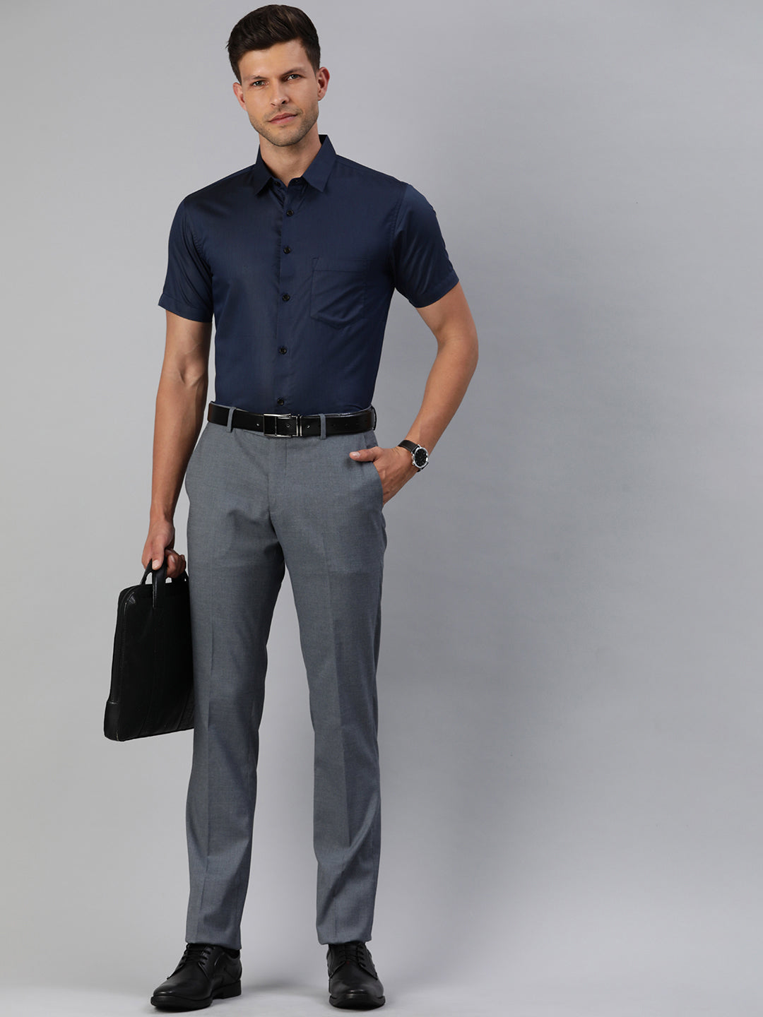 Finest Formal Half Shirt-Navy Blue