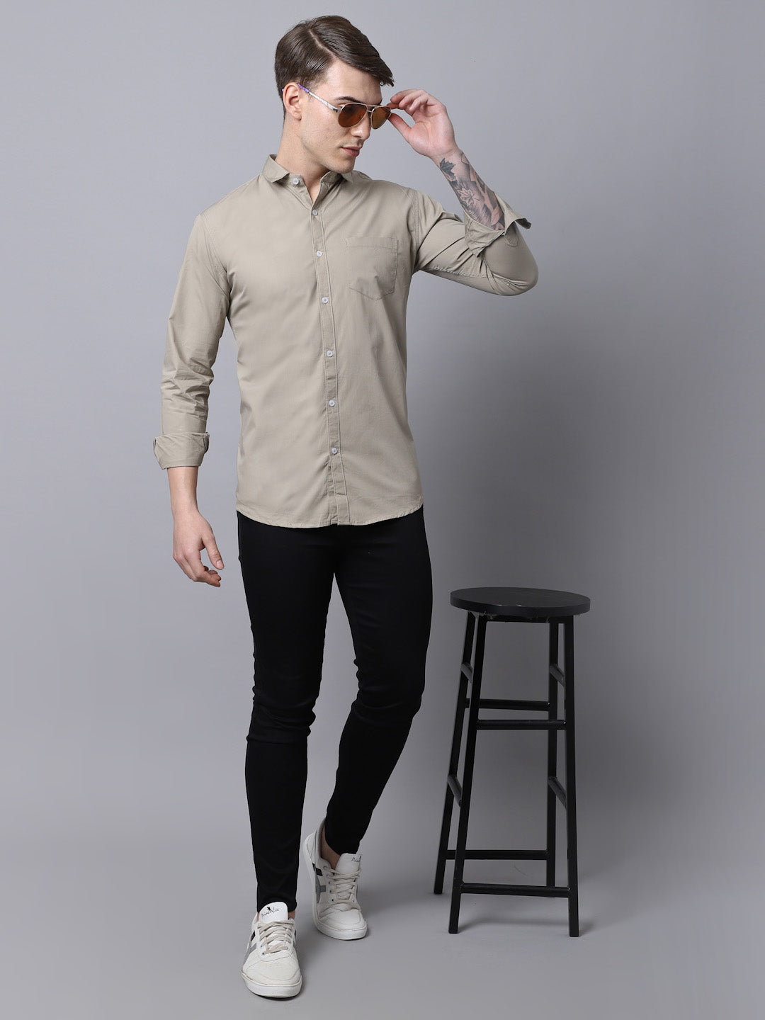 Majestic Man trendy Casual Solid Shirt - Beige