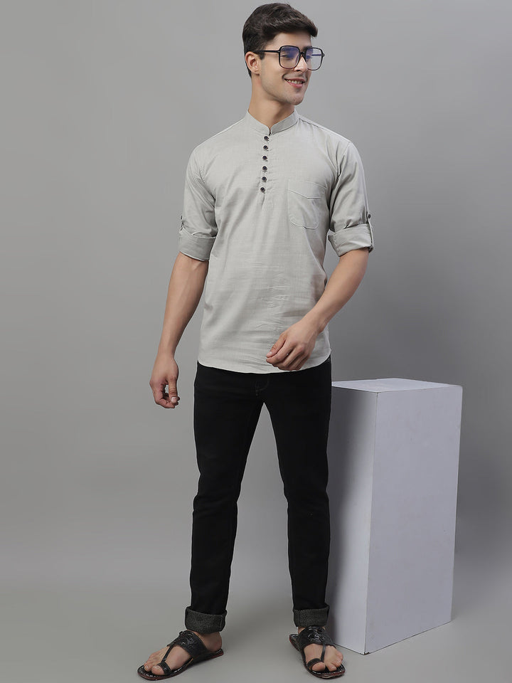 Pure Cotton timeless trendy Solid Kurta - Light Grey