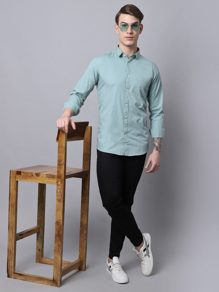 Majestic Man trendy Casual Solid Shirt - Light Green