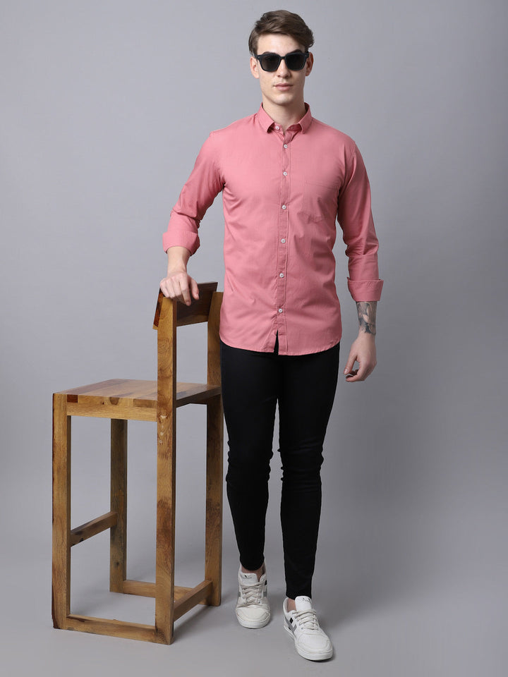 Majestic Man trendy Casual Solid Shirt - Dusty Pink