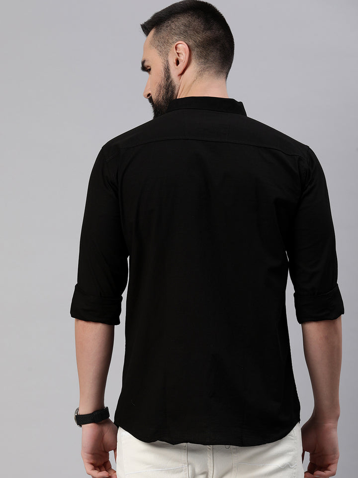 Pure Cotton Casual Men's Shirt - Black