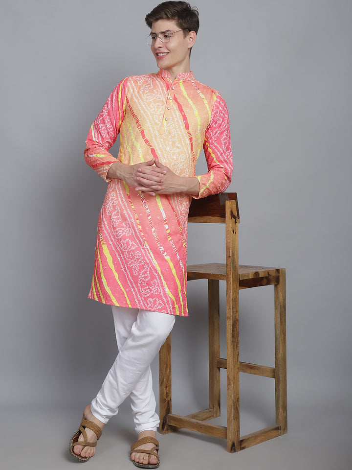 Exquisite Elegance Embroidered Long Kurta-peach yw