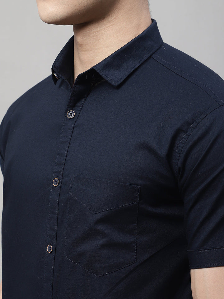 Unique and Fashionable Pure Cotton Half shirt - Navy Blue