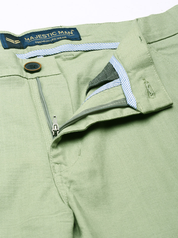 Majestic Man Regular Fit Solid Casual Trouser - Sage Green