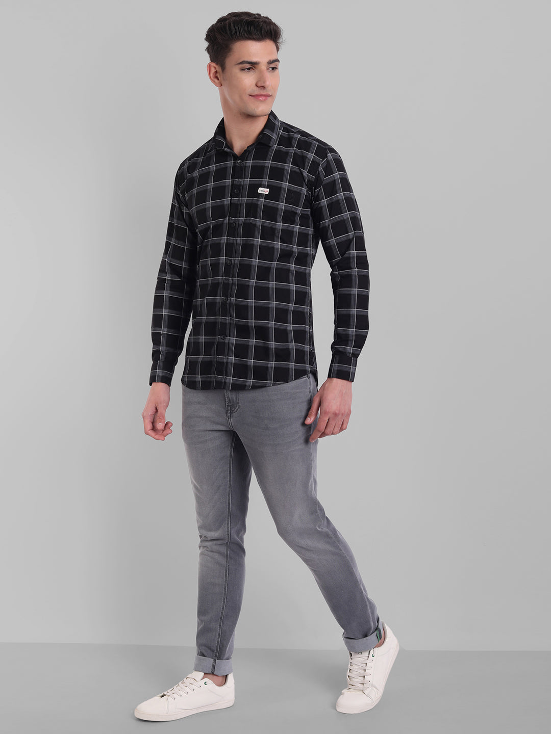 Classic Checkmate Pure Cotton Checkered Shirt - Black