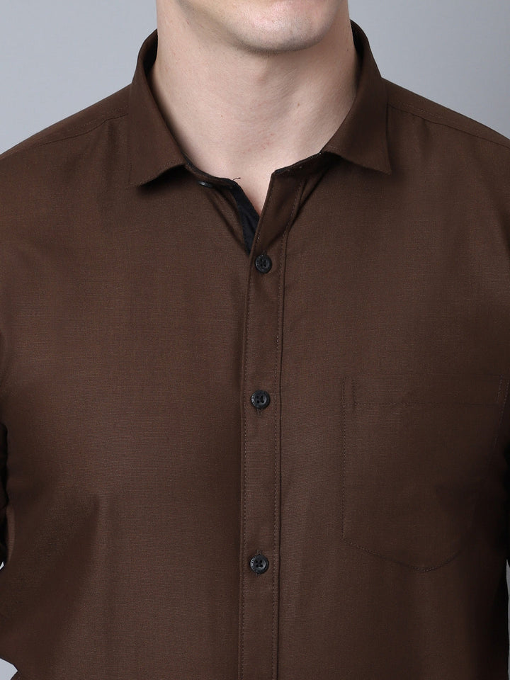 Majestic Man Versatile Solid Formal Shirt - Brown