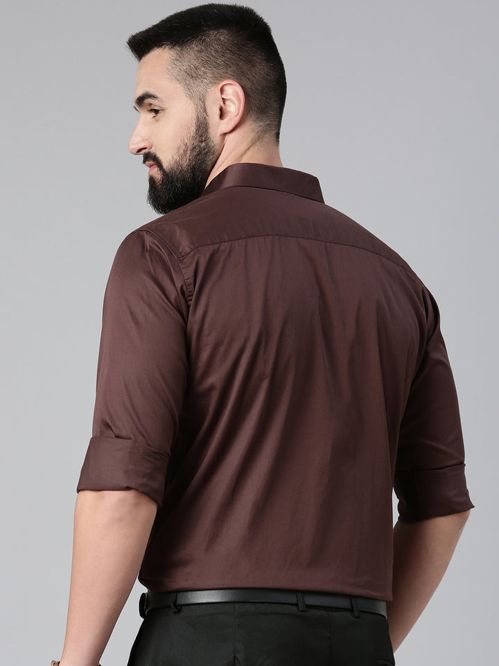 Paramount Pure Cotton Solid Shirt - Brown