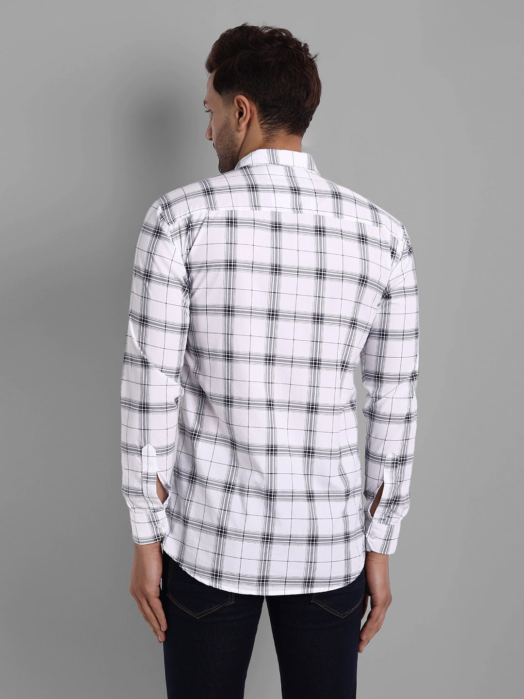 Classic Checkmate Pure Cotton Checkered Shirt - White