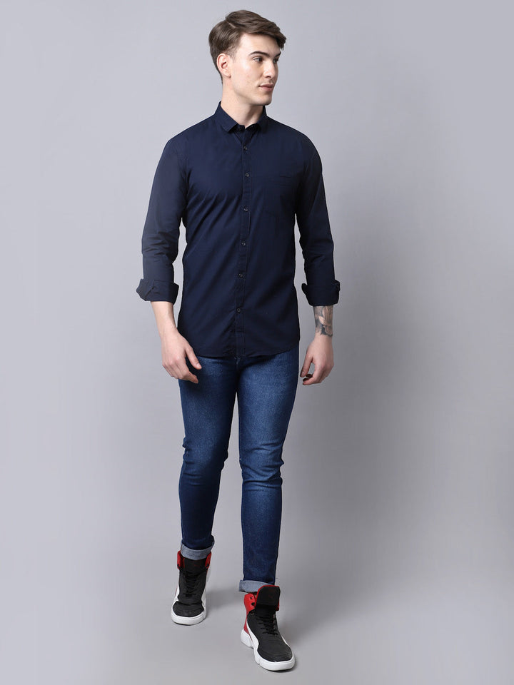 Majestic Man trendy Casual Solid Shirt - Navy Blue