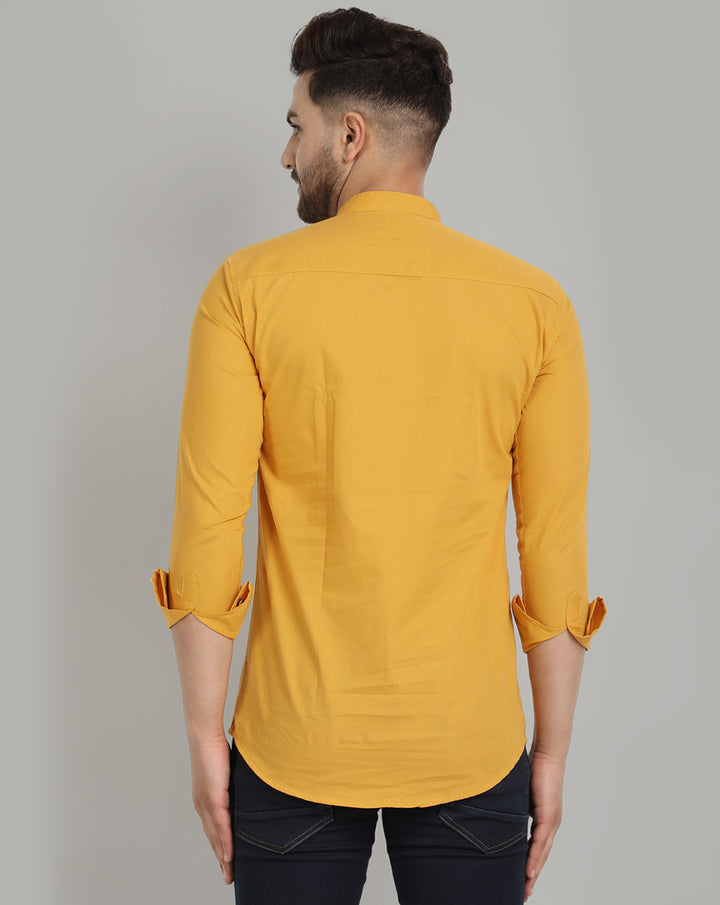 Classic Elegance pure cotton solid Short kurta - Mustard