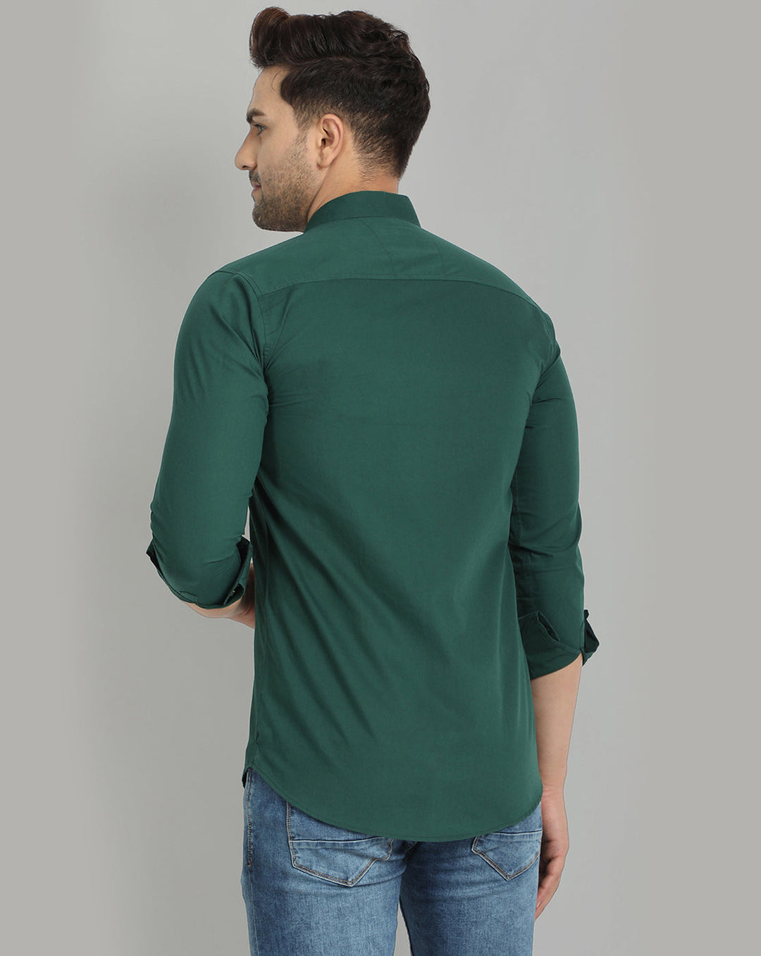 Groovy Pure Cotton Solid shirt - Dark Green