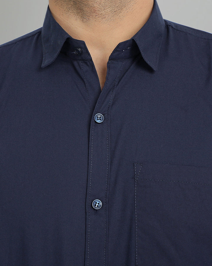Groovy Pure Cotton Solid shirt - Navy Blue
