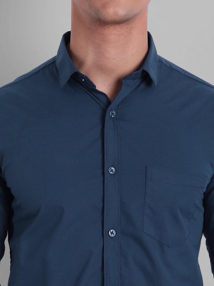 Groovy Pure Cotton Solid shirt - Dark Blue