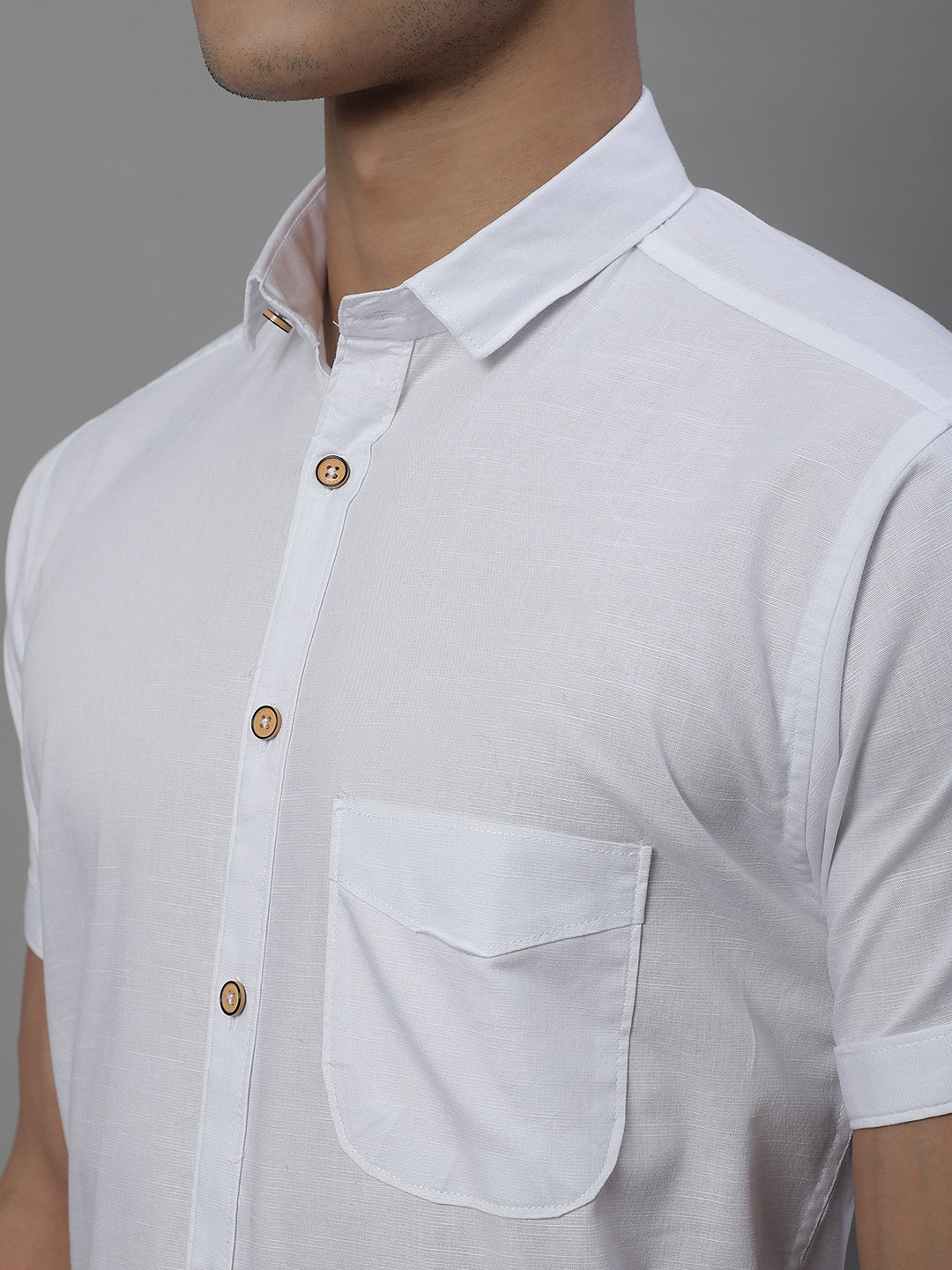 Kicky Pure Cotton Half sleeves Solid Shirt - White