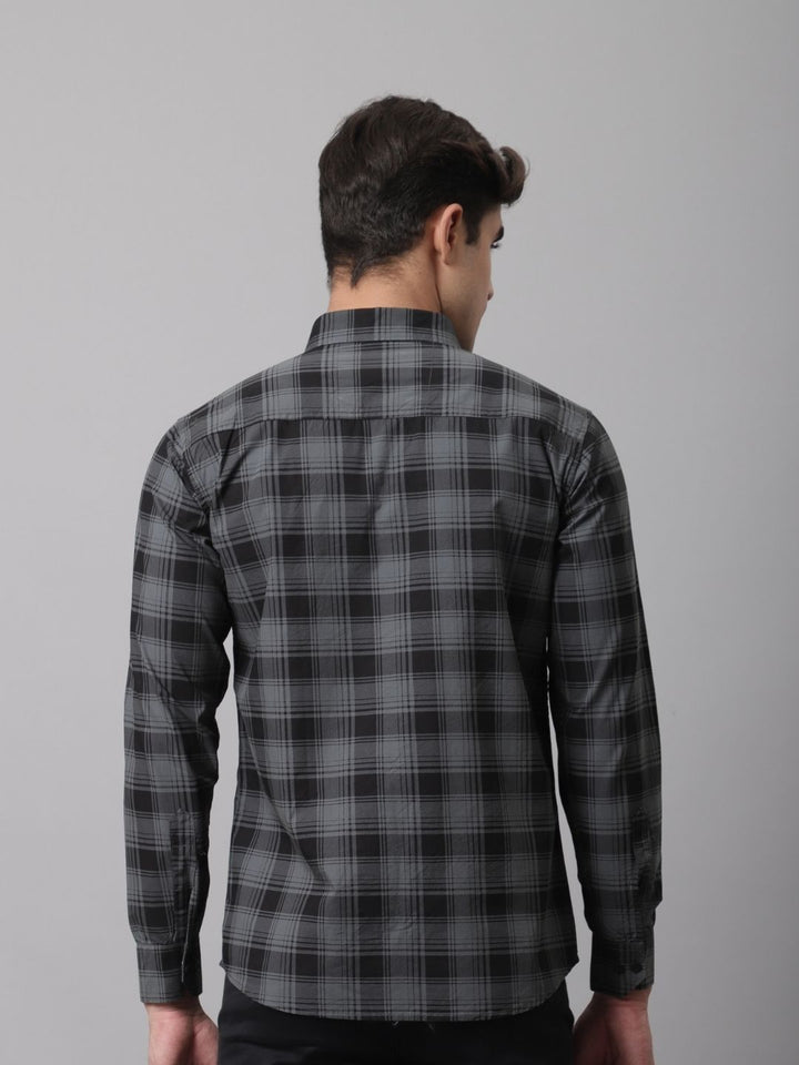 Pure Cotton Checkered Shirt - Grey