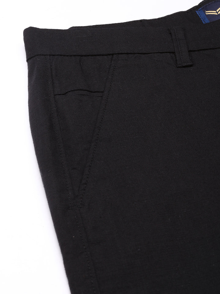 Majestic Man Regular Fit Solid Casual Trouser - Black