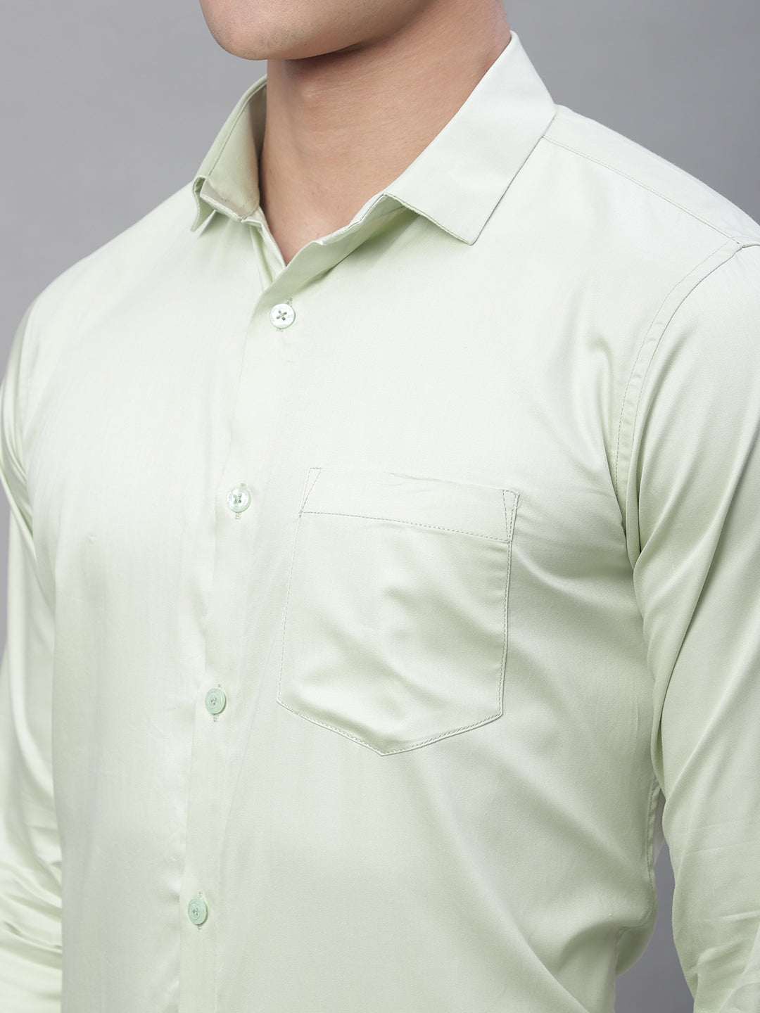 Paramount Pure Cotton Solid Shirt - Light Green
