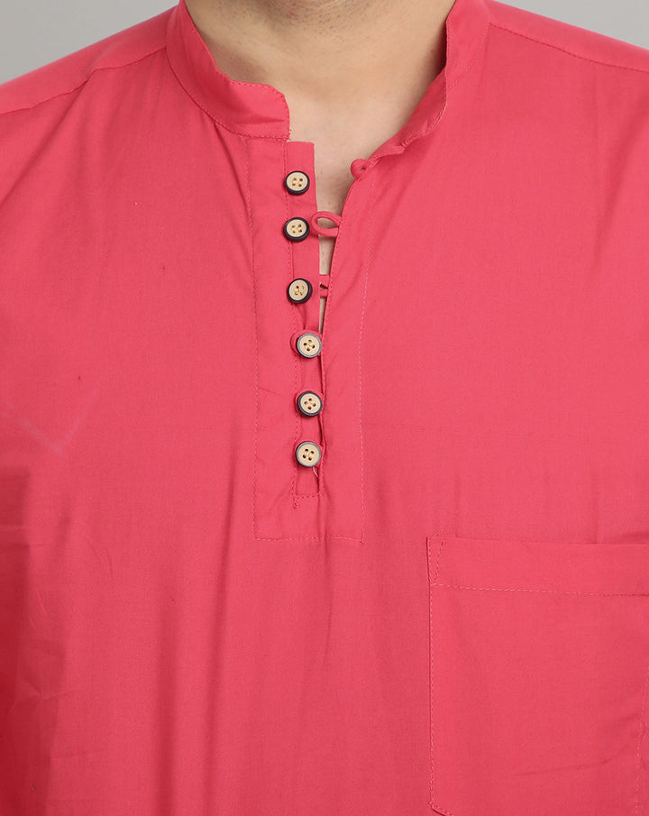 Classic Elegance pure cotton solid Short kurta - Hot Pink