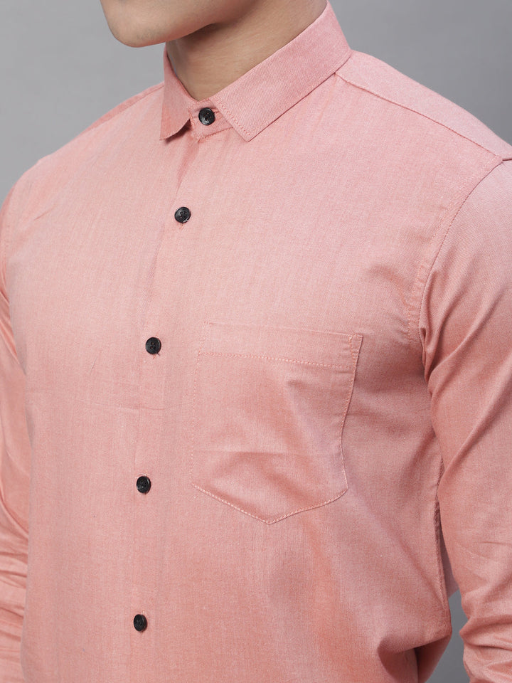 Tailored fit & Comfortable Solid Cotton Shirt - Peach