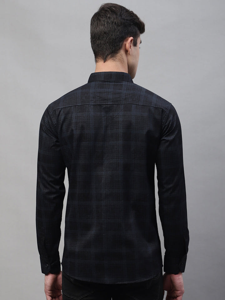 Classy Pure Cotton Checkered Shirt - Black