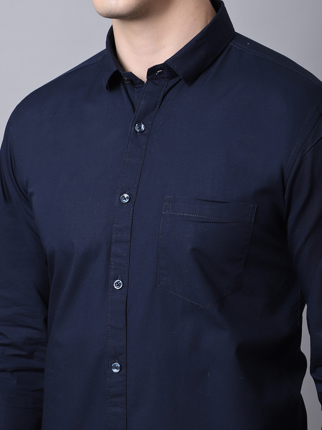 Majestic Man trendy Casual Solid Shirt - Navy Blue