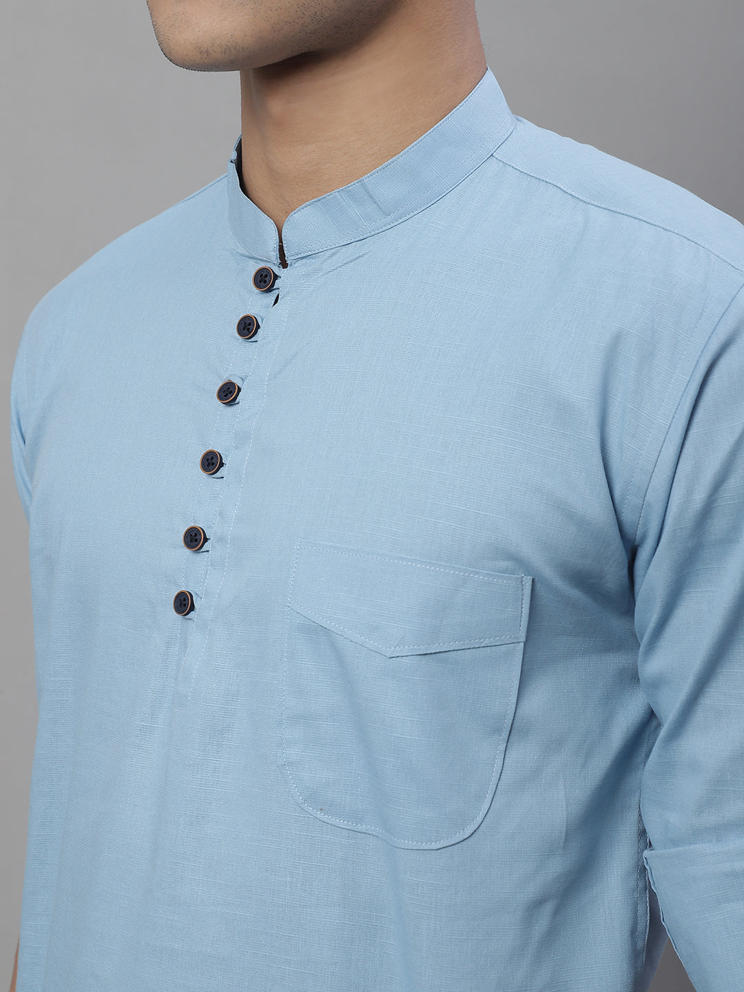 Pure Cotton timeless trendy Solid Kurta - Light Blue