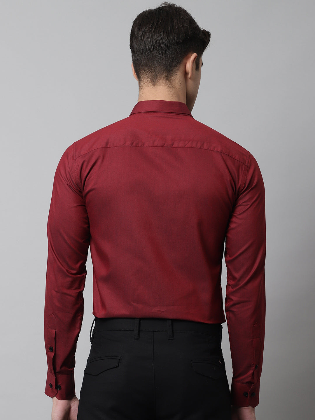 Tailored fit & Comfortable Solid Cotton Shirt - Maroon